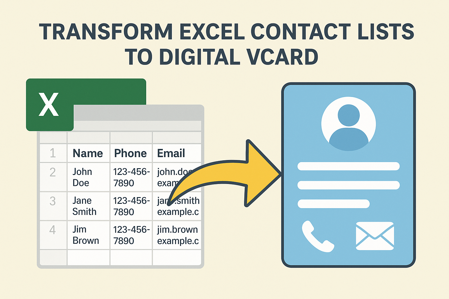 transform excel contact list to digital vcards