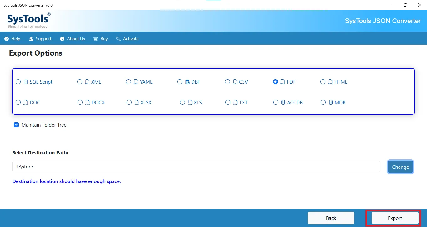 tap on the export button