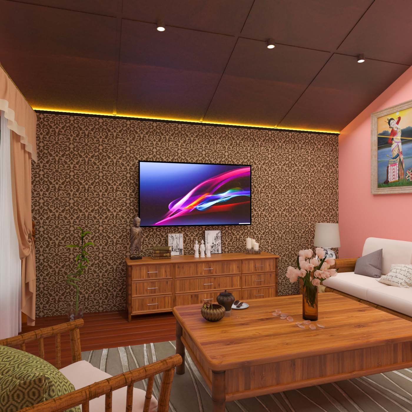 wood colour & grey paint